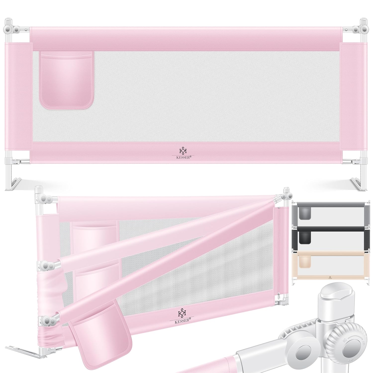 Detalle de KESSER® Bettschutzgitter 180 cm Höhe 72–96 cm