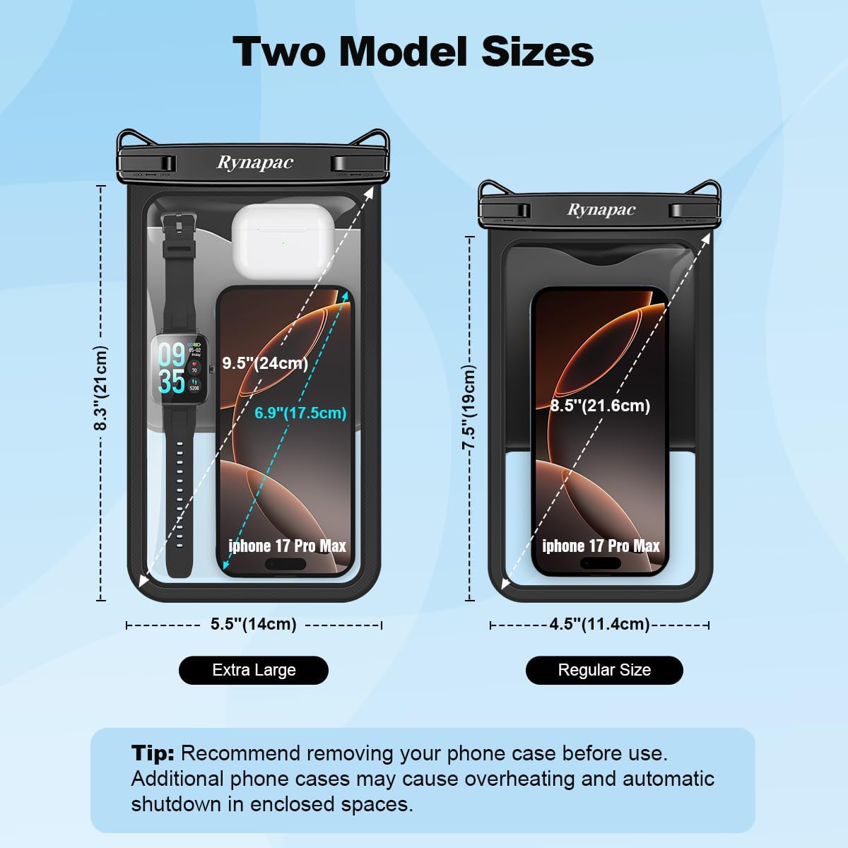 Thumbnail 6 de Rynapac 11211-4P Waterproof Phone Pouch, 4-Pack, IPX8, Up to 10 Inches