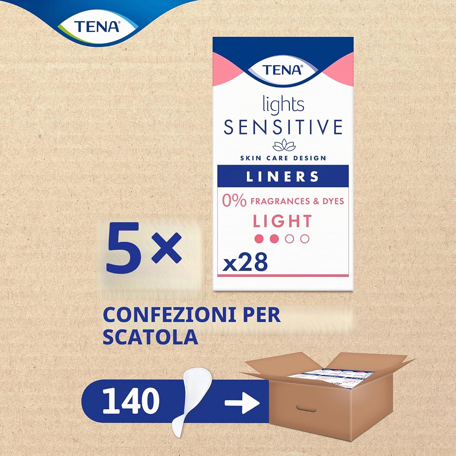 Thumbnail 1 de TENA Lights Sensitive Proteggi-slip discreto – Pacco Scorta Mensile (140 pezzi)