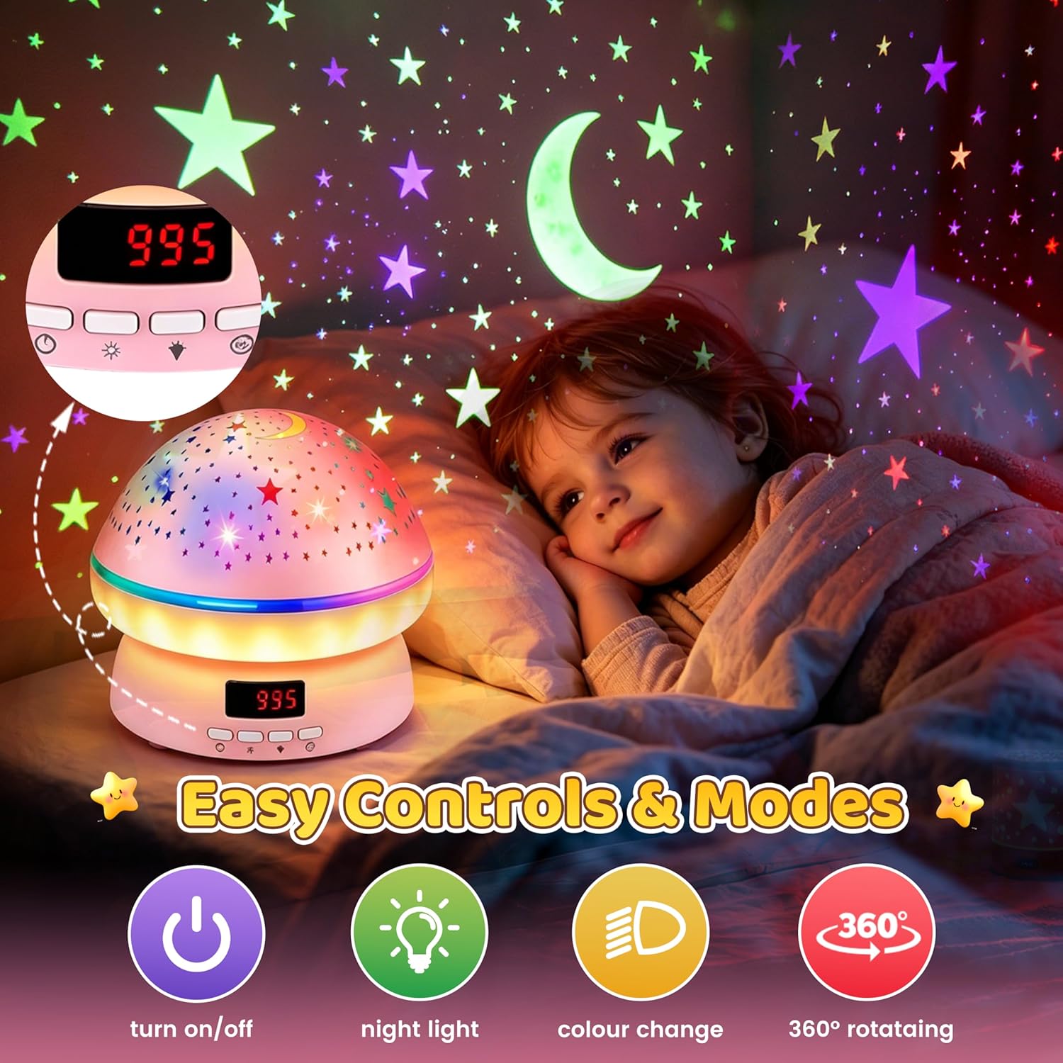 Thumbnail 3 de DQMOON Star Projector Night Light for Kids