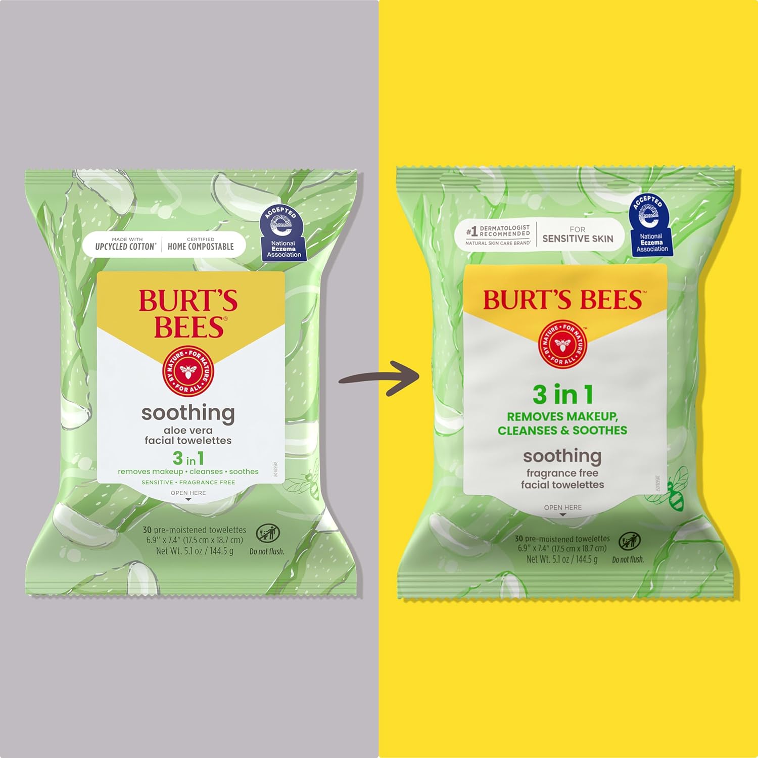 Detalle 2 de Burt's Bees Aloe Vera Face Wipes 30 Ct.