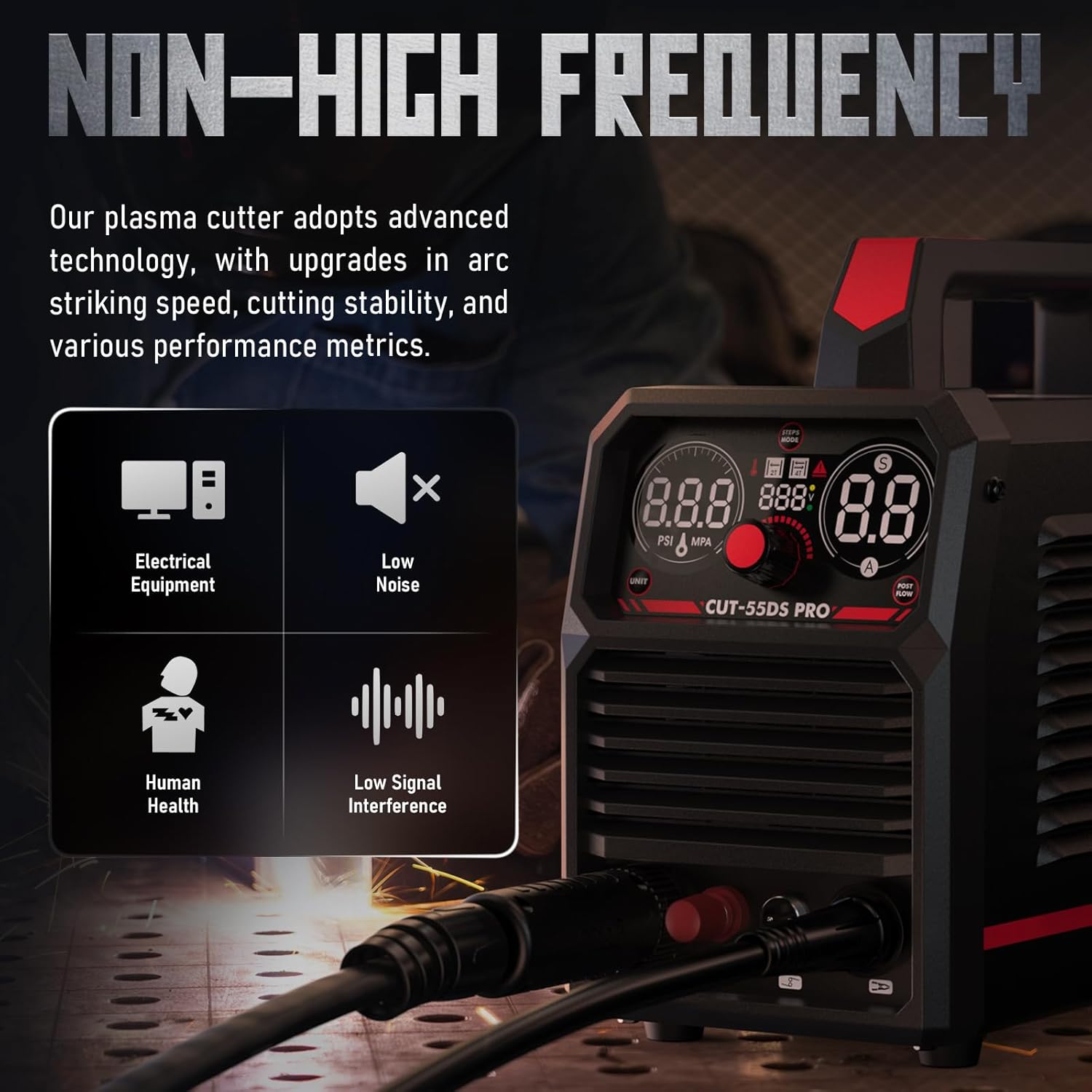 Thumbnail 2 de YESWELDER CUT-55DS PRO 55 Amp Non-High Frequency Plasma Cutter (Non-Touch Pilot Arc, Digital DC Inverter, 110/220V)