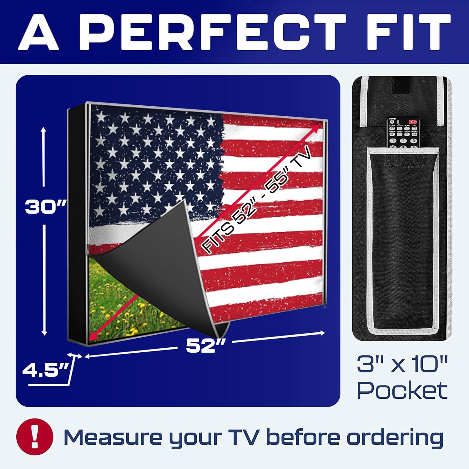 Detalle 2 de Outdoor TV Cover 55 Inch Waterproof & Weatherproof Zipper Enclosure (Oxford 600D, Smart Shield style)