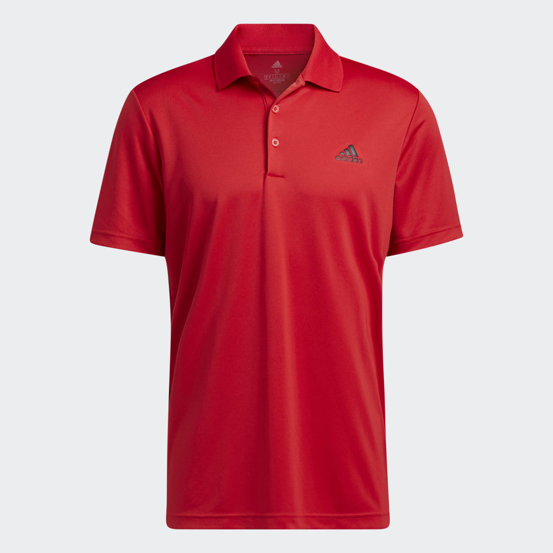 Detalle de Polo Performance Primegreen de Adidas – Rojo