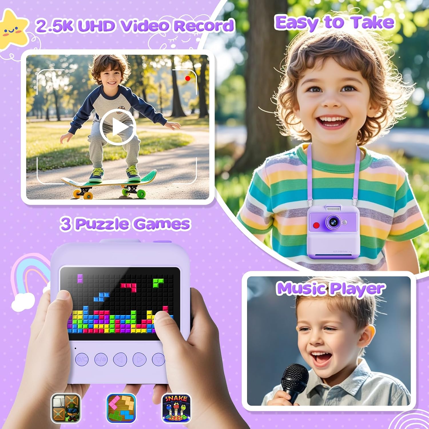 Thumbnail 5 de CAMCLID Kinder Sofortbildkamera mit 3,0 Zoll