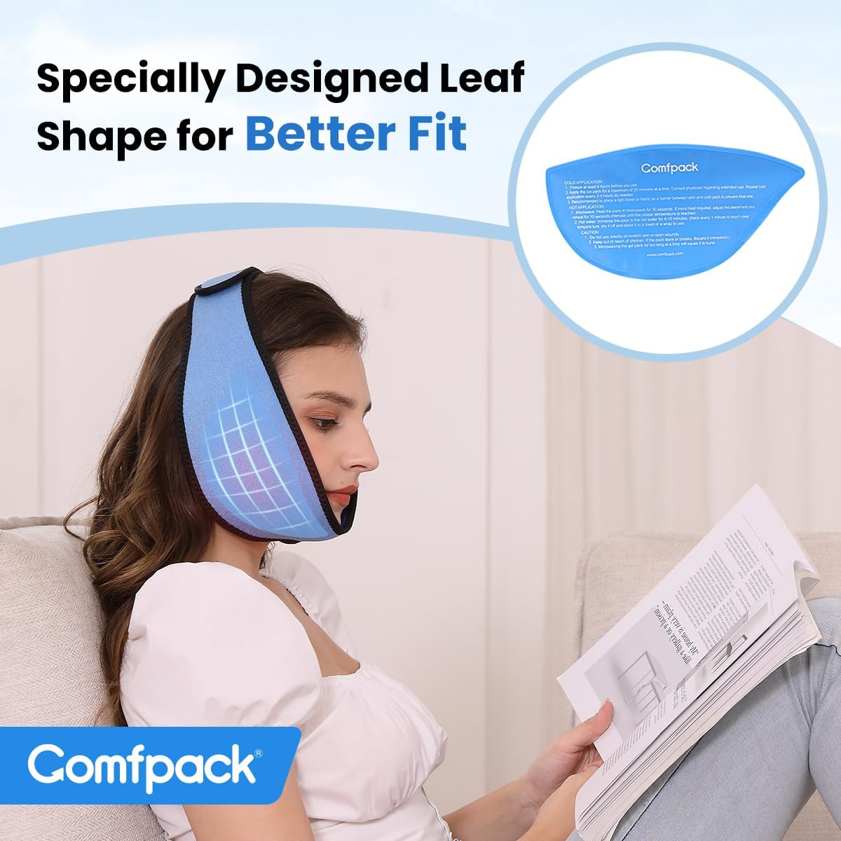 Thumbnail 4 de Comfpack Face Ice Pack for Wisdom Teeth, Wearable Wrap with 4 Reusable Gel Packs
