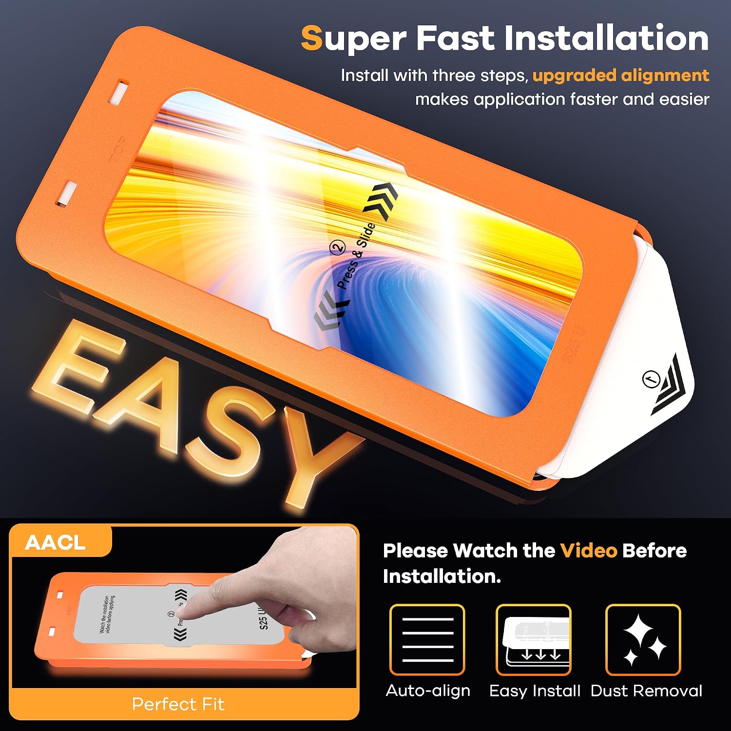Detalle de AACL S25 Ultra-6.9 inch Privacy Screen Protector, 9H Tempered Glass, 3-Pack