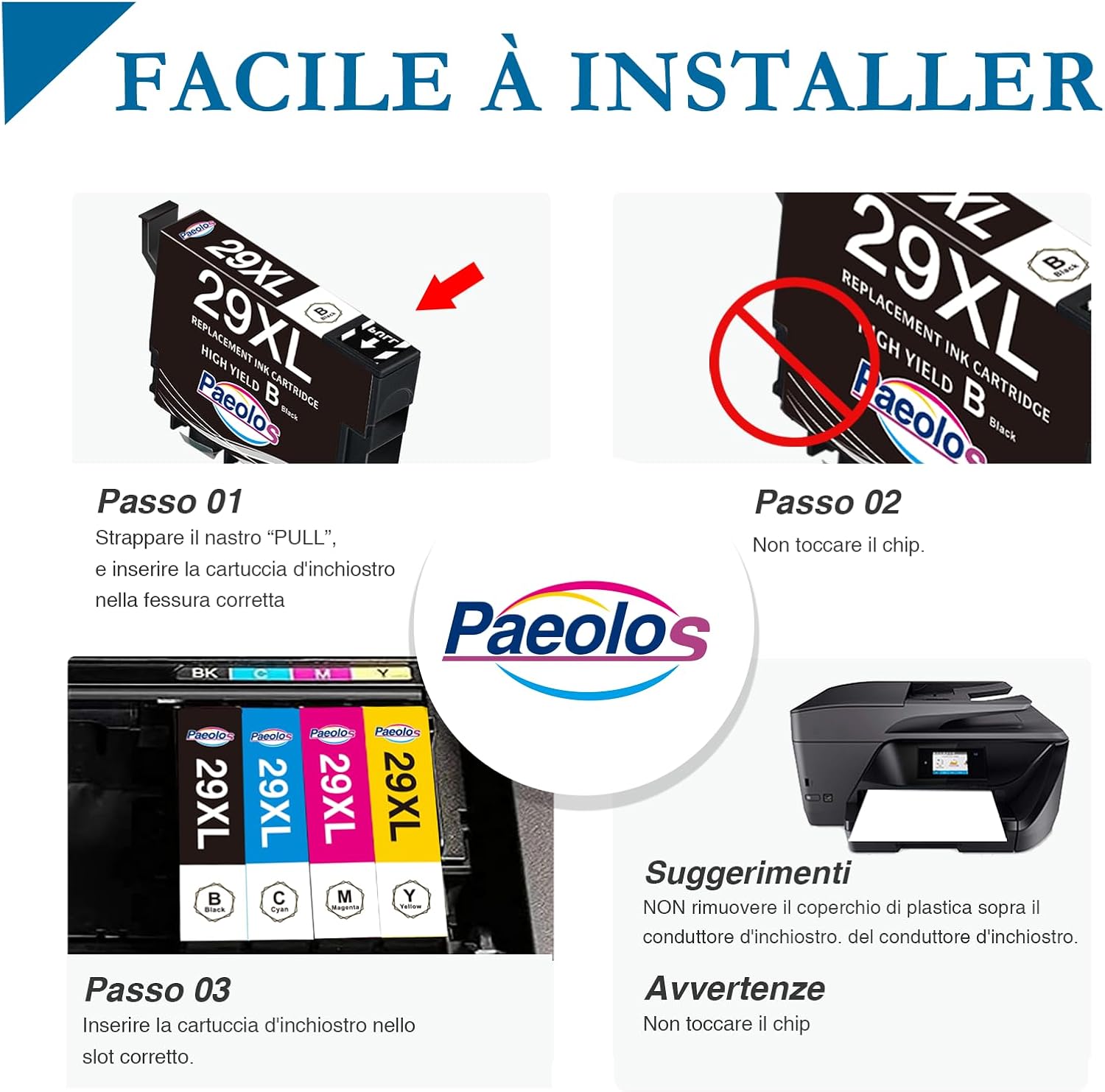 Detalle de 29 XL Cartucce Compatibili per Epson: Set da 18 colori Nero-Ciano-Magenta-Giallo per XP-342, XP-245, XP-432 e altri modelli