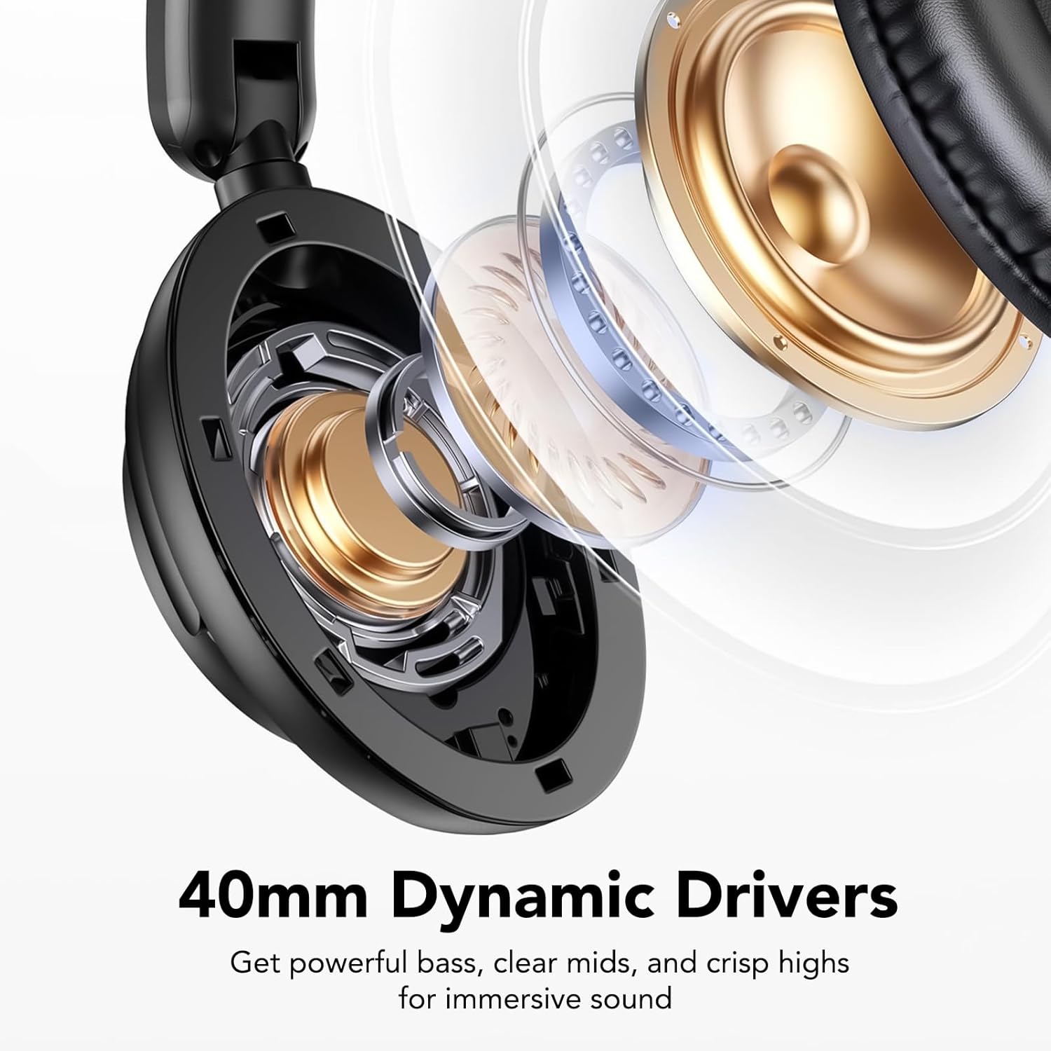 Detalle 2 de TIMU Active Noise Cancelling Headphones – 100H Playtime, Wireless Over-Ear
