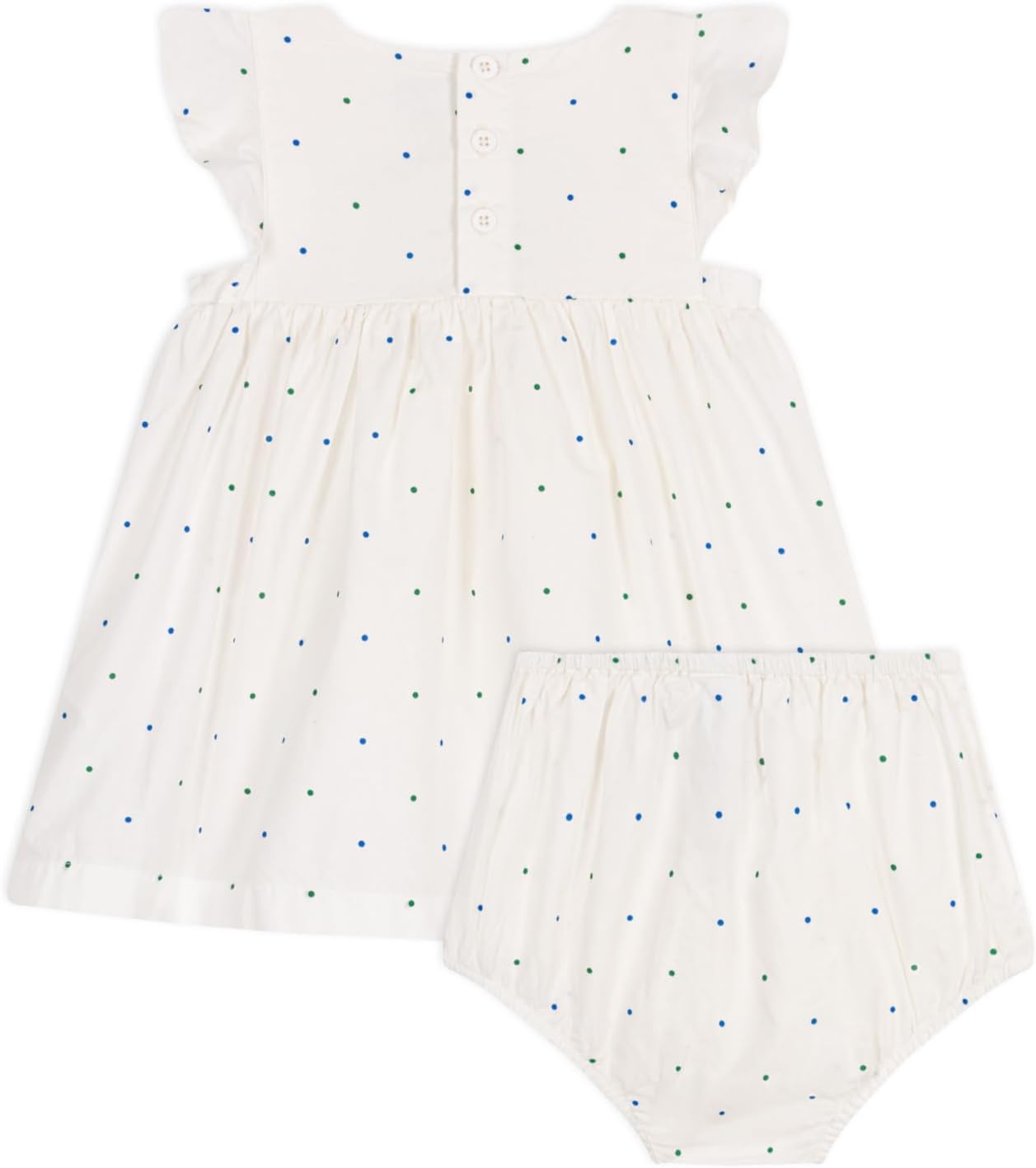 Thumbnail 1 de Petit Bateau robe manches courtes et bloomer bébé fille en coton blanc à pois