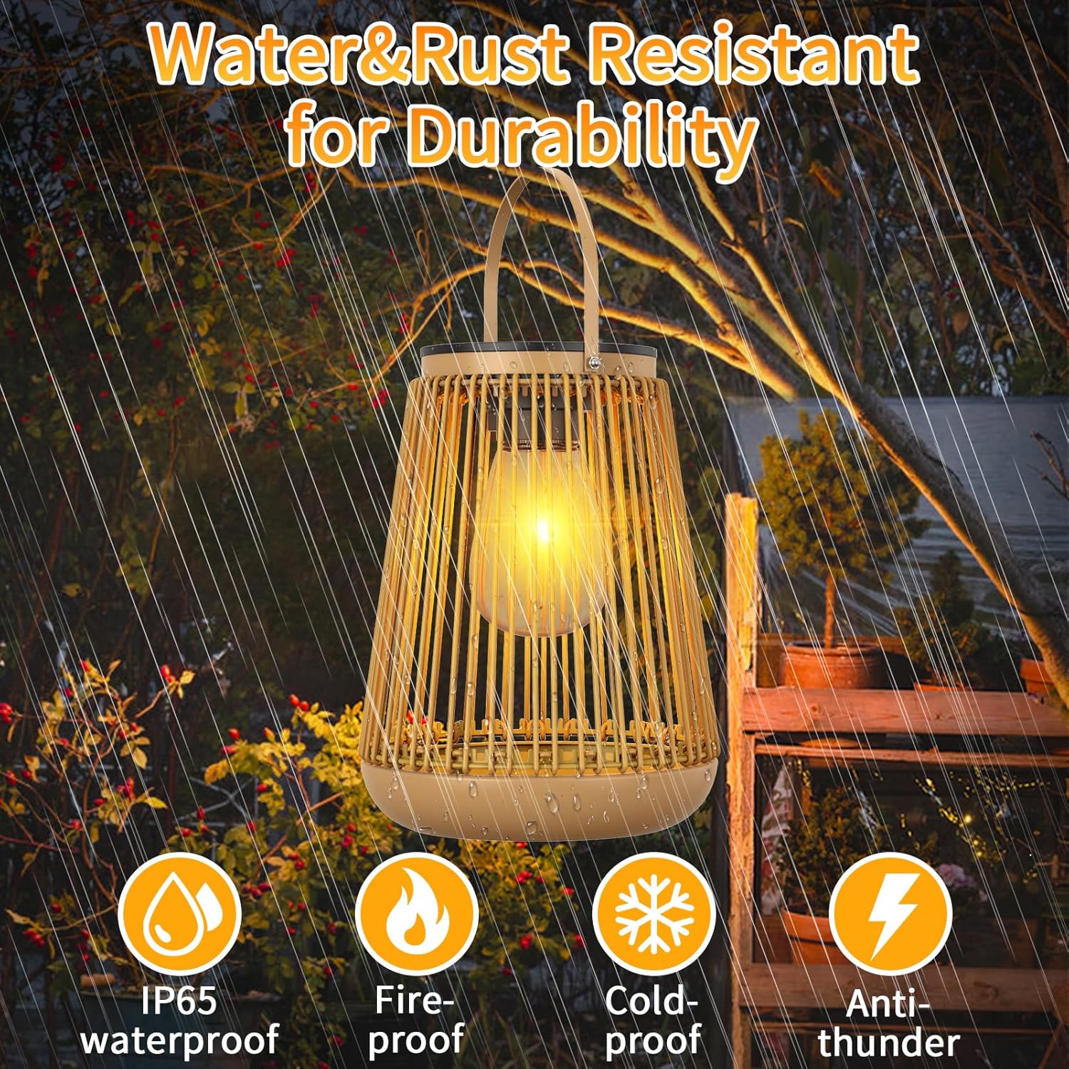 Detalle de KagoLing Solar Lights Outdoor Garden (2 Pack) – Metal Hanging Solar Lanterns, Waterproof IP65