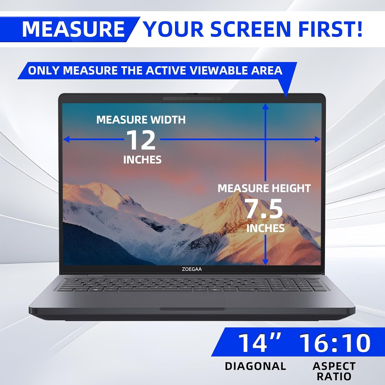 Detalle 2 de ZOEGAA 4-way 360° Privacy Screen for 14-inch 16:10 Laptops (Removable, Anti-Glare & Blue Light)