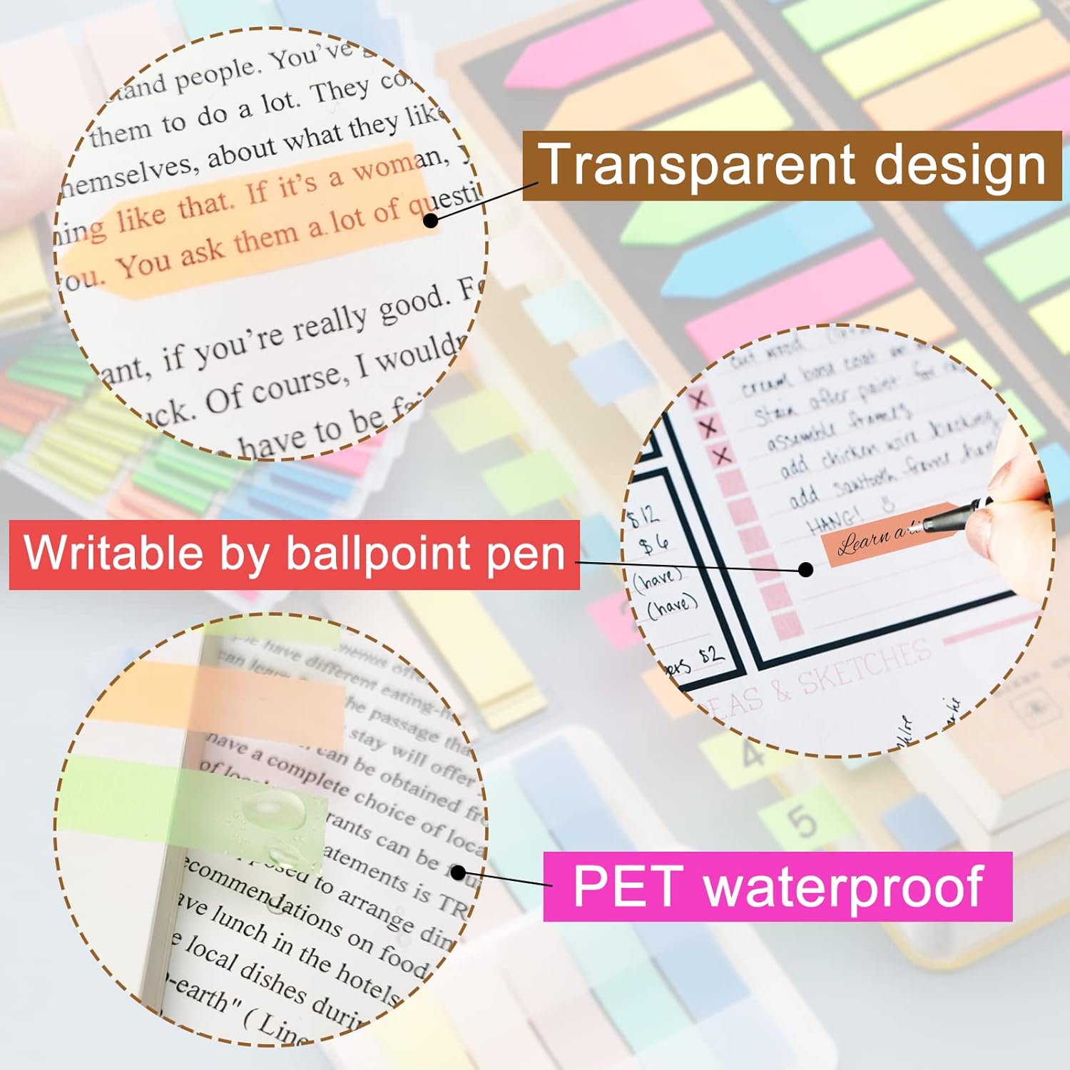 Detalle de OWLkELA 800pcs Sticky Tabs (8 Colour Index Tabs) for Page Marking & Writable Notes