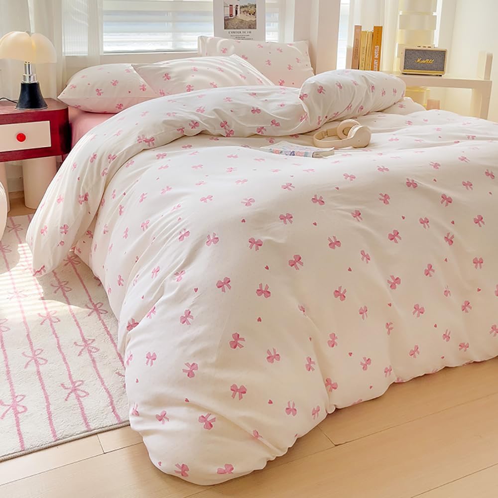 Thumbnail 3 de Covebett Bettwäsche 135x200 Mädchen Weiß Rosa Schleifen