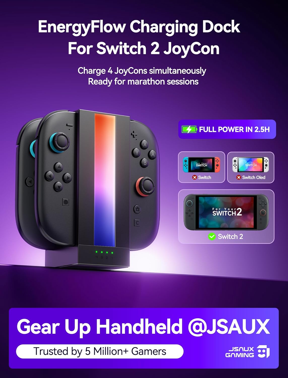 Thumbnail 1 de JSAUX EnergyFlow Ladestation für Nintendo Switch Joy‑Con