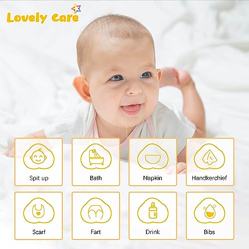 Detalle de Lovely Care 12 Pack Muslin Burp Cloths – 100% Cotton, 20'' x 10'', Extra Soft & Absorbent