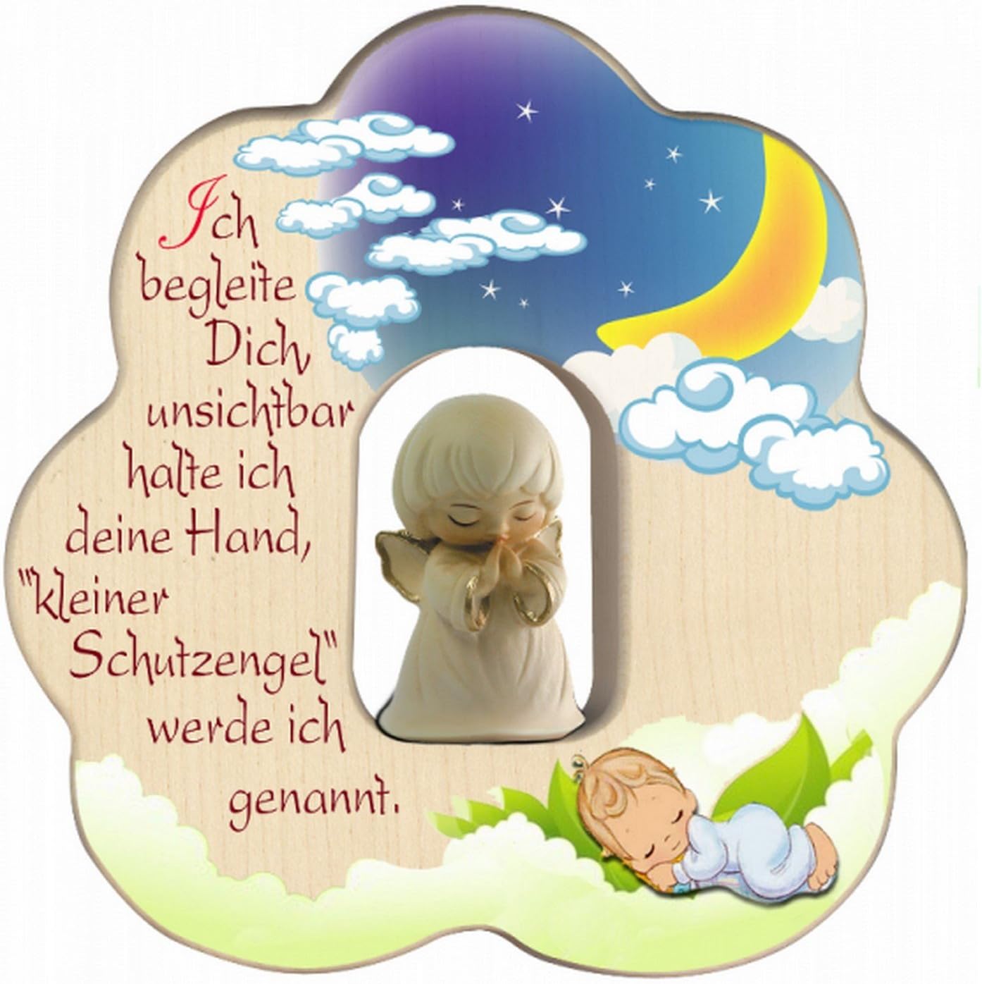 Detalle de MaMeMi Schutzengel auf Wolke mit Gebetsbüchlein – Taufgeschenk für Jungen in Blau (ca. 12 cm)