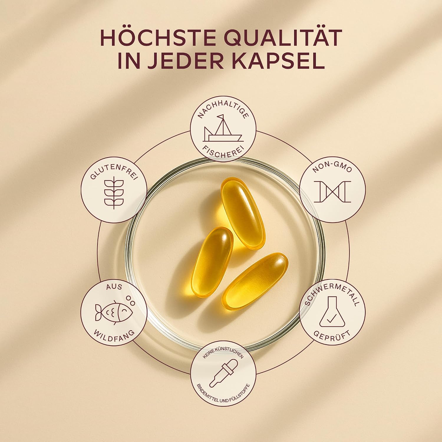 Detalle de Omega 3 Hochdosiert Kapseln 2000 mg – 120 Kapseln, 60 Tage