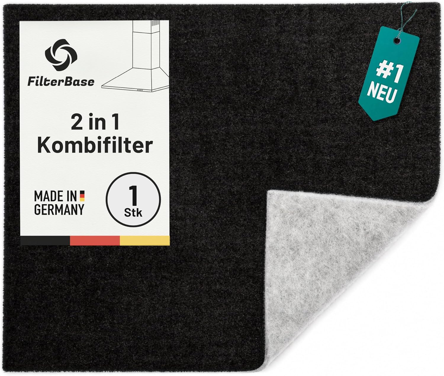 FilterBase Universal Fettfilter Dunstabzugshaube (57x47 cm) – zuschneidbar, kompostierbar, 1er Pack