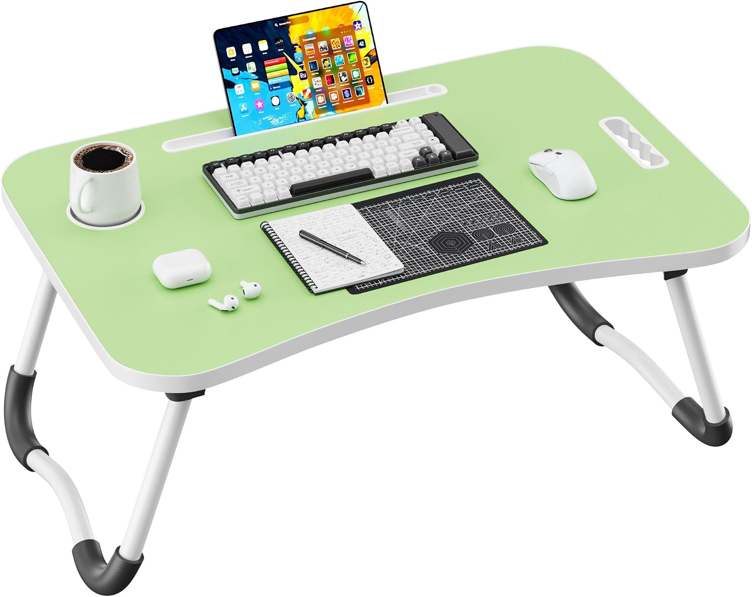 Detalle de Frpufi LD004 Folding Lap Desk, 23.6-Inch Wood Table with Cup Holder