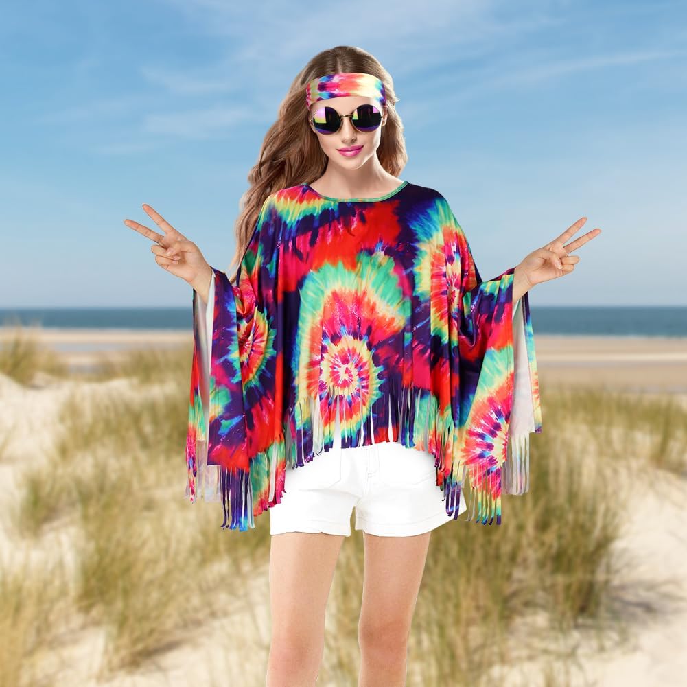 Thumbnail 4 de AOOWU Hippie Kostüm Damen Set – 9-teiliges Retro-Outfit der 60er/70er Jahre