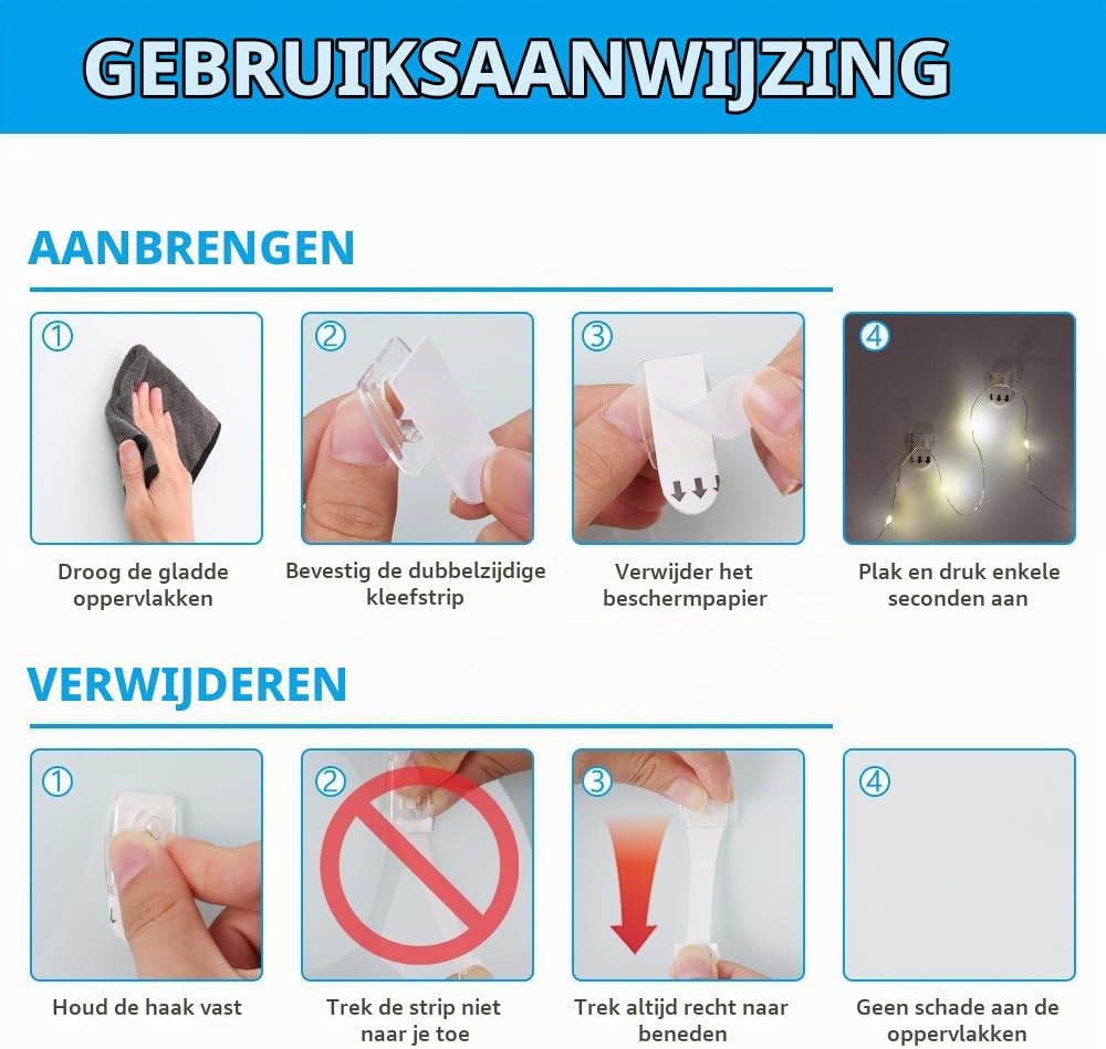 Detalle 2 de Ainiv F5-3666798 transparante decoratieclips voor lichtslingers en wanddecoratie