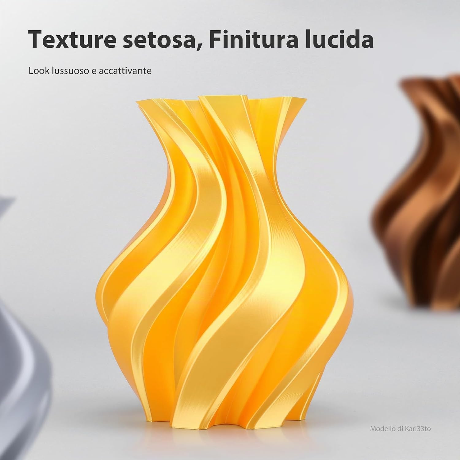 Detalle 2 de ELEGOO Filamento PLA 1.75mm Argento Grigio 1KG – qualità, lucentezza e precisione per stampe 3D affidabili