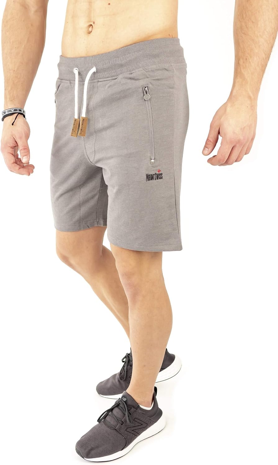 Detalle de Mount Swiss Liam I Kurze Freizeithose Herren – Freizeitsweatshorts mit Reißverschluss-Taschen