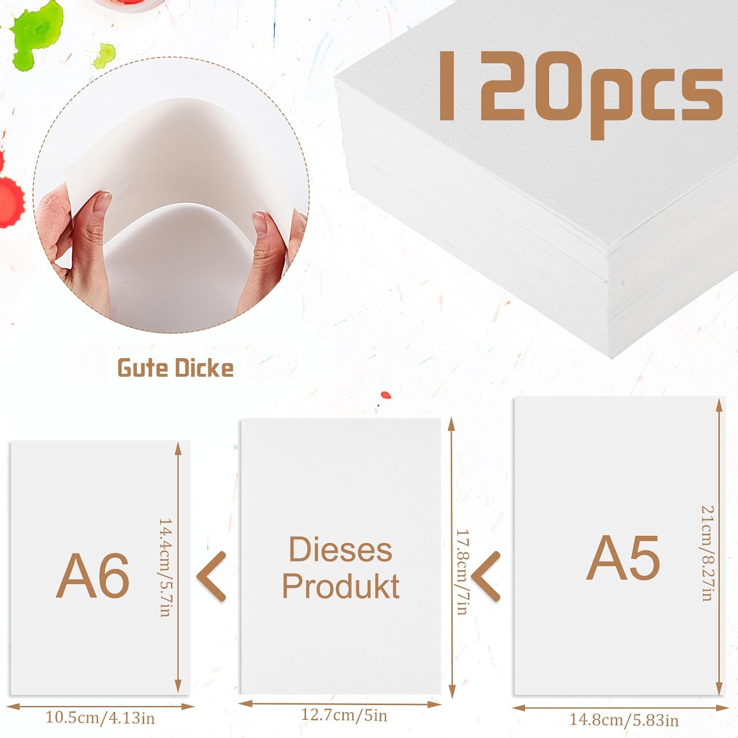 Detalle 2 de 60 Blatt Aquarellpapier 300 g 5x7 Zoll