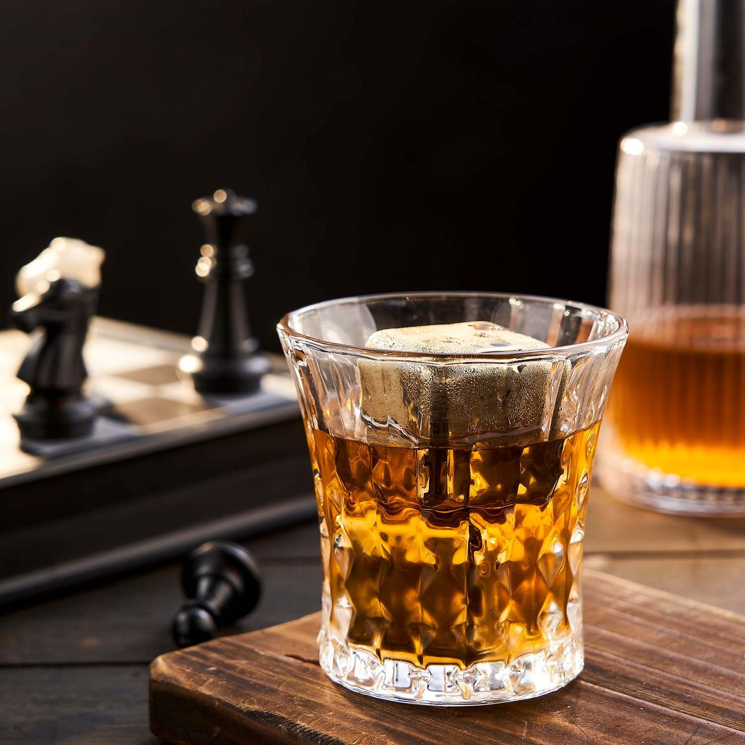 Thumbnail 4 de Whisky Steine (Edelstahl) Steine – Wiederverwendbare 4 große Eiswürfel, 64 cm³ – Golden Geschenkset