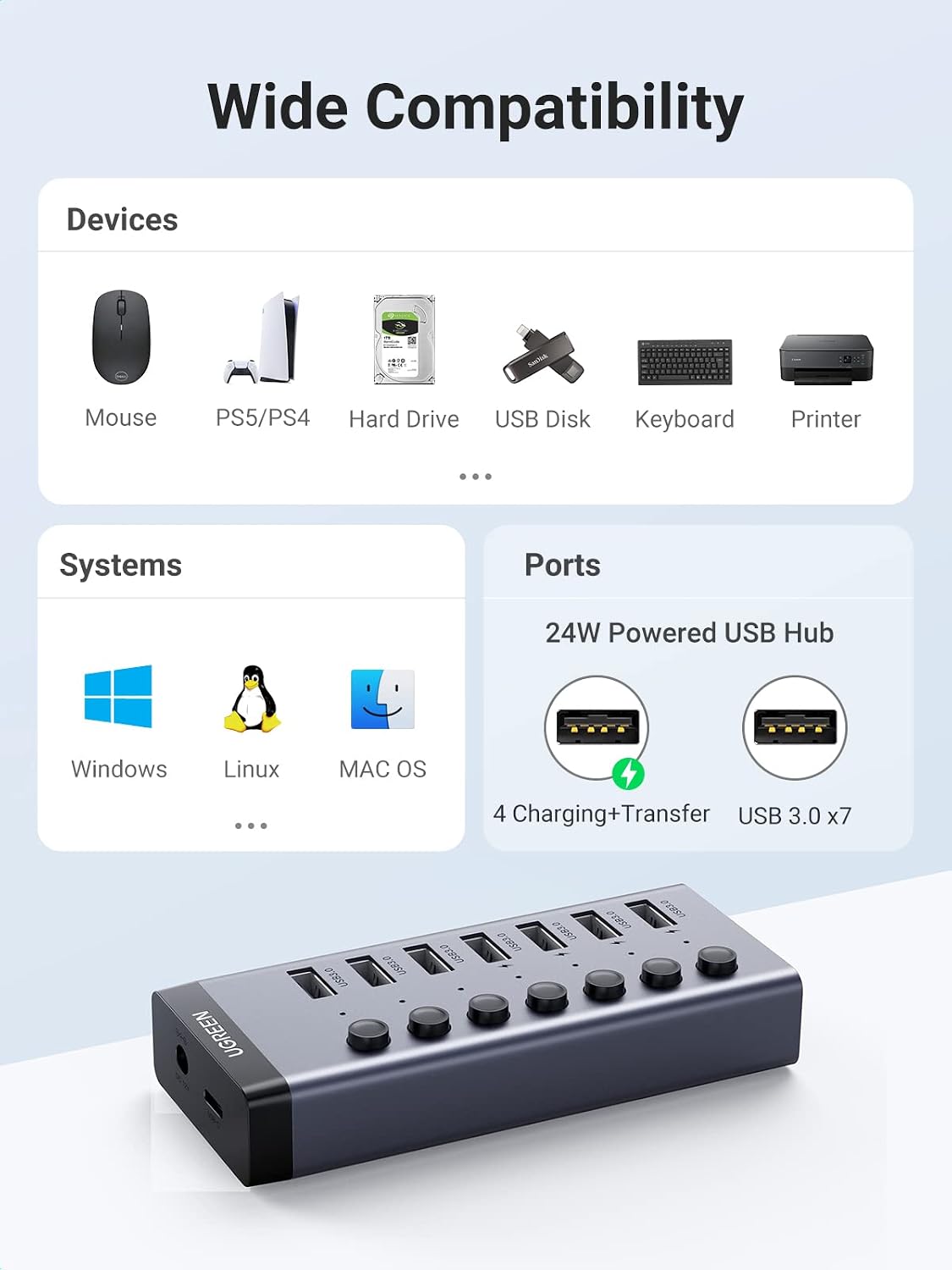 Thumbnail 5 de UGREEN USB hub, 7 ports