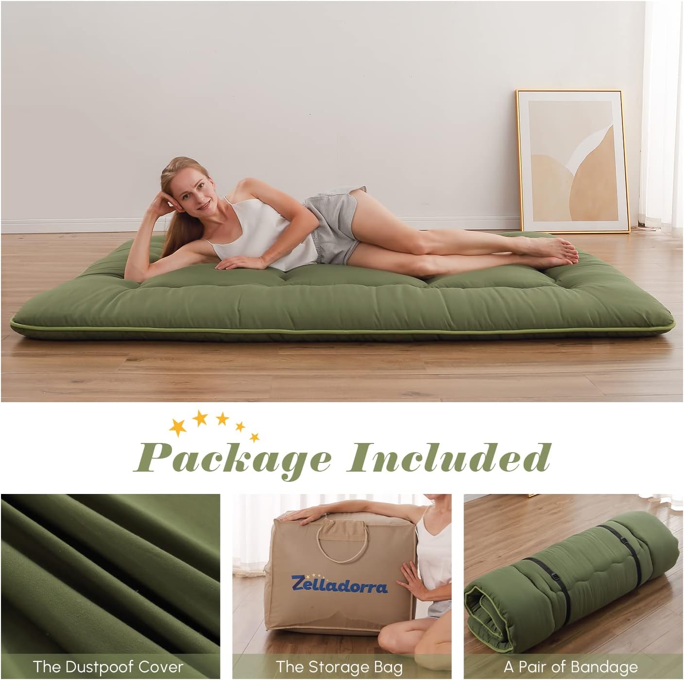 Thumbnail 1 de Zelladorra Japanese Floor Mattress (Twin) with Portable Storage Bag and Washable Cover