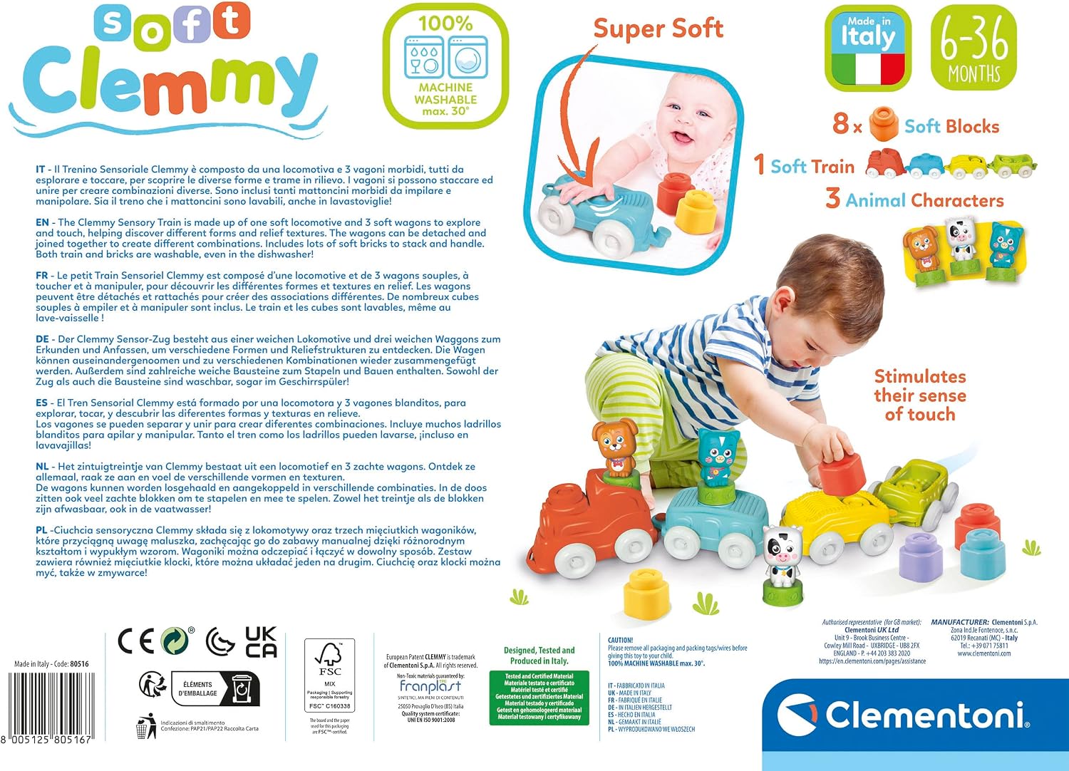 Detalle de Clementoni Clemmy-Soft Animals Train: trenino morbido per la prima infanzia