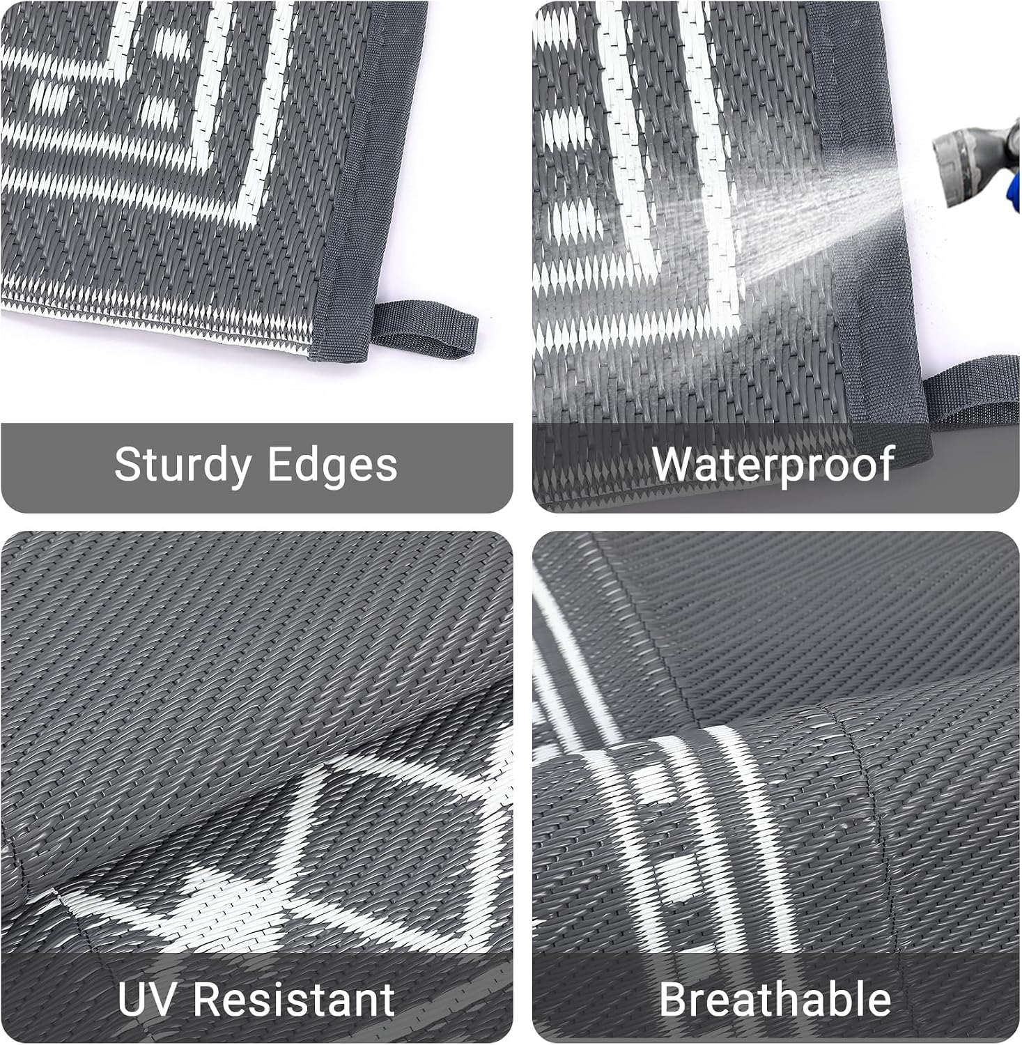 Detalle de CAROMIO outdoor plastic straw rug 270 x 360 cm