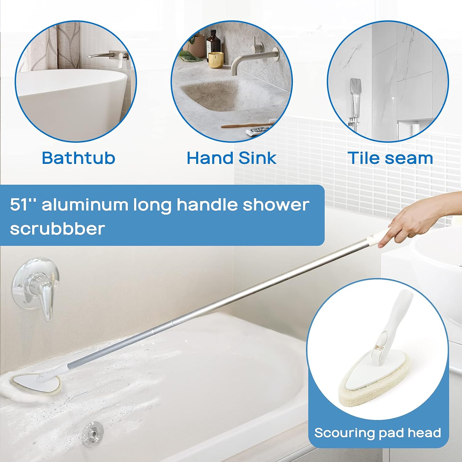 Detalle 2 de Qaestfy 51in Shower Cleaning Brush and Scrubber