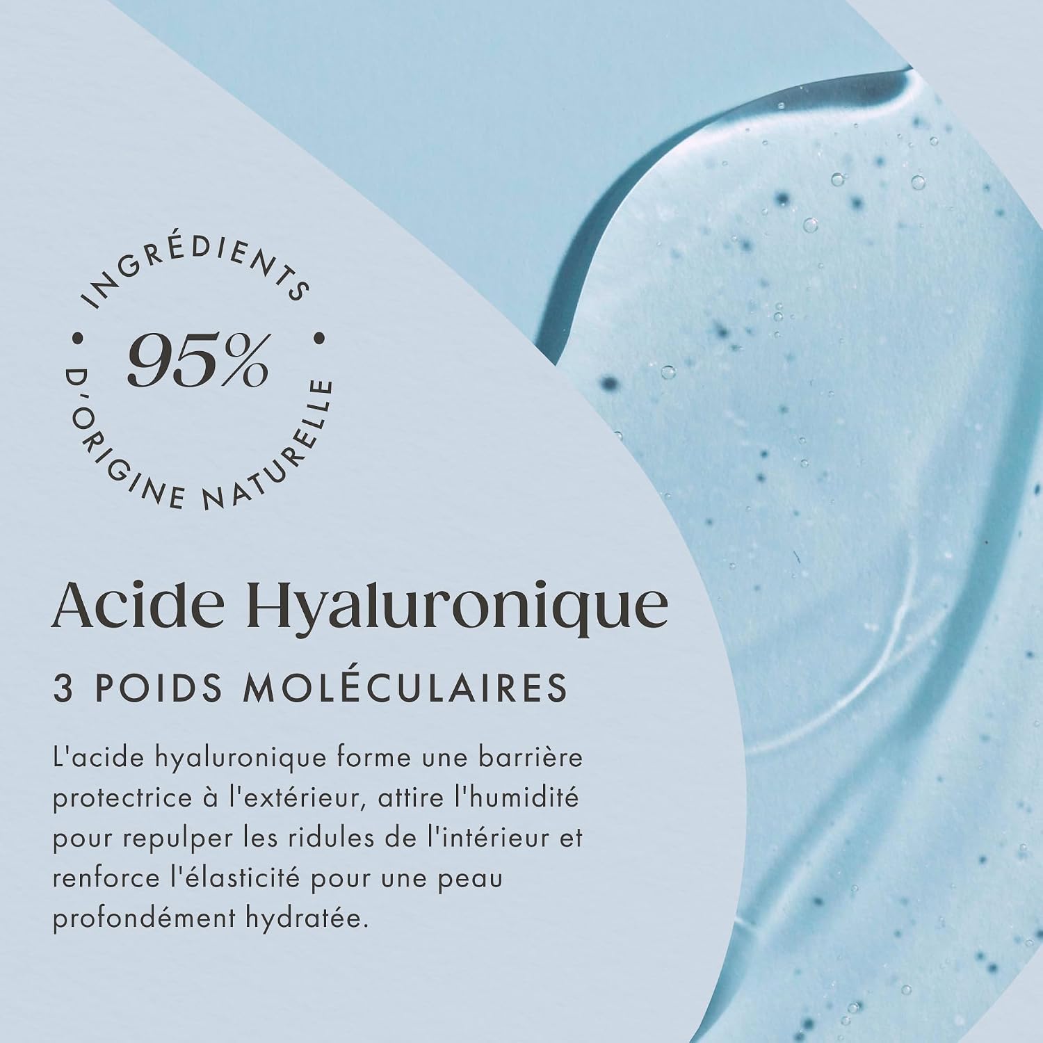 Detalle de Sérum Satin Naturel Acide Hyaluronique forte teneur (100 ml) – Hydratation 24 h, effet anti-âge vegan