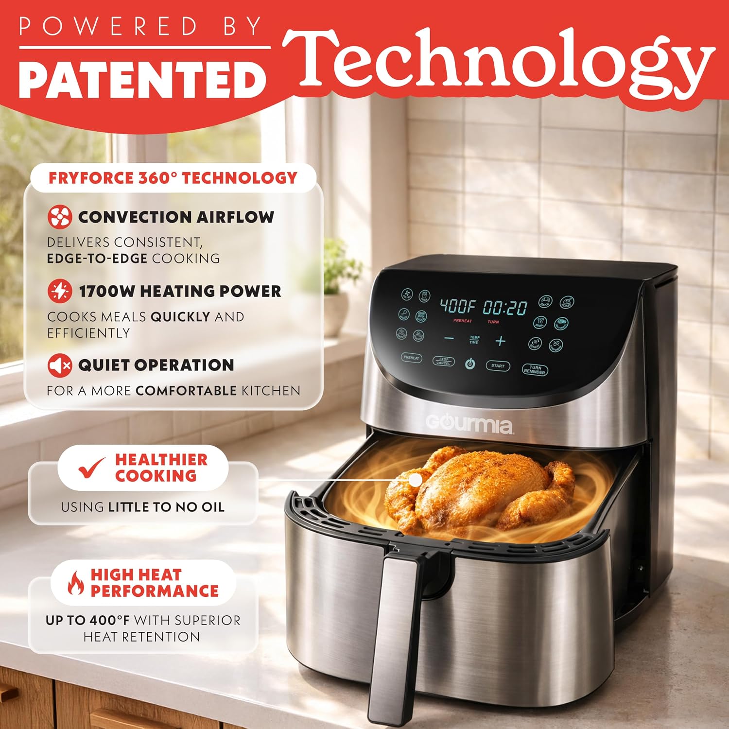 Detalle 2 de Gourmia Air Fryer 8 Qt