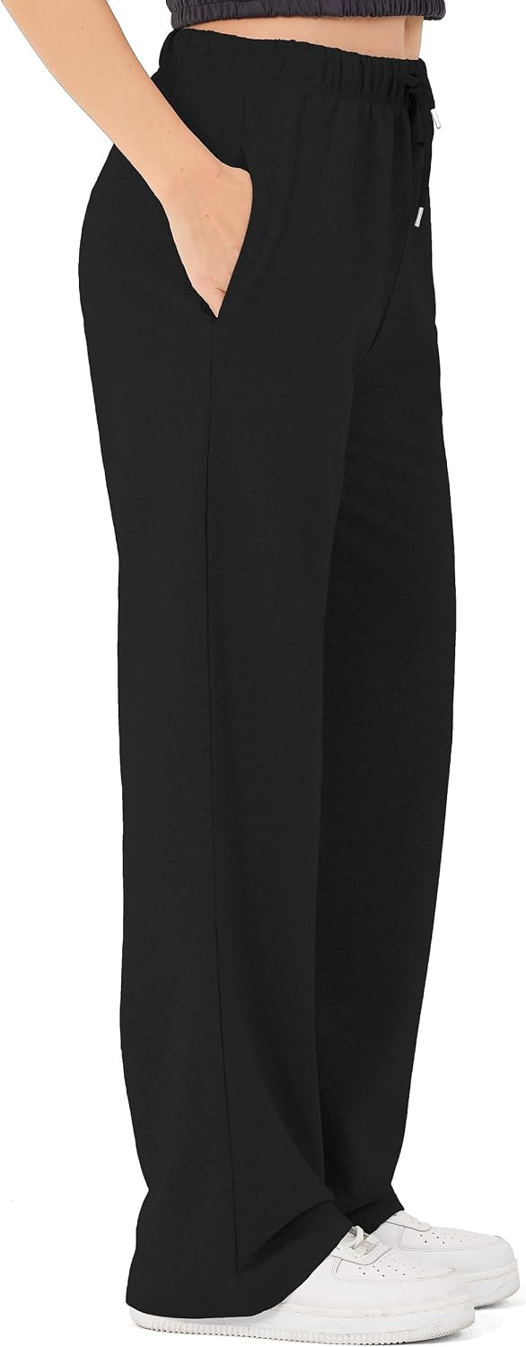 Detalle de ROSS CAMP joggingbroek voor dames van katoen met wijde pijpen en elastische taille