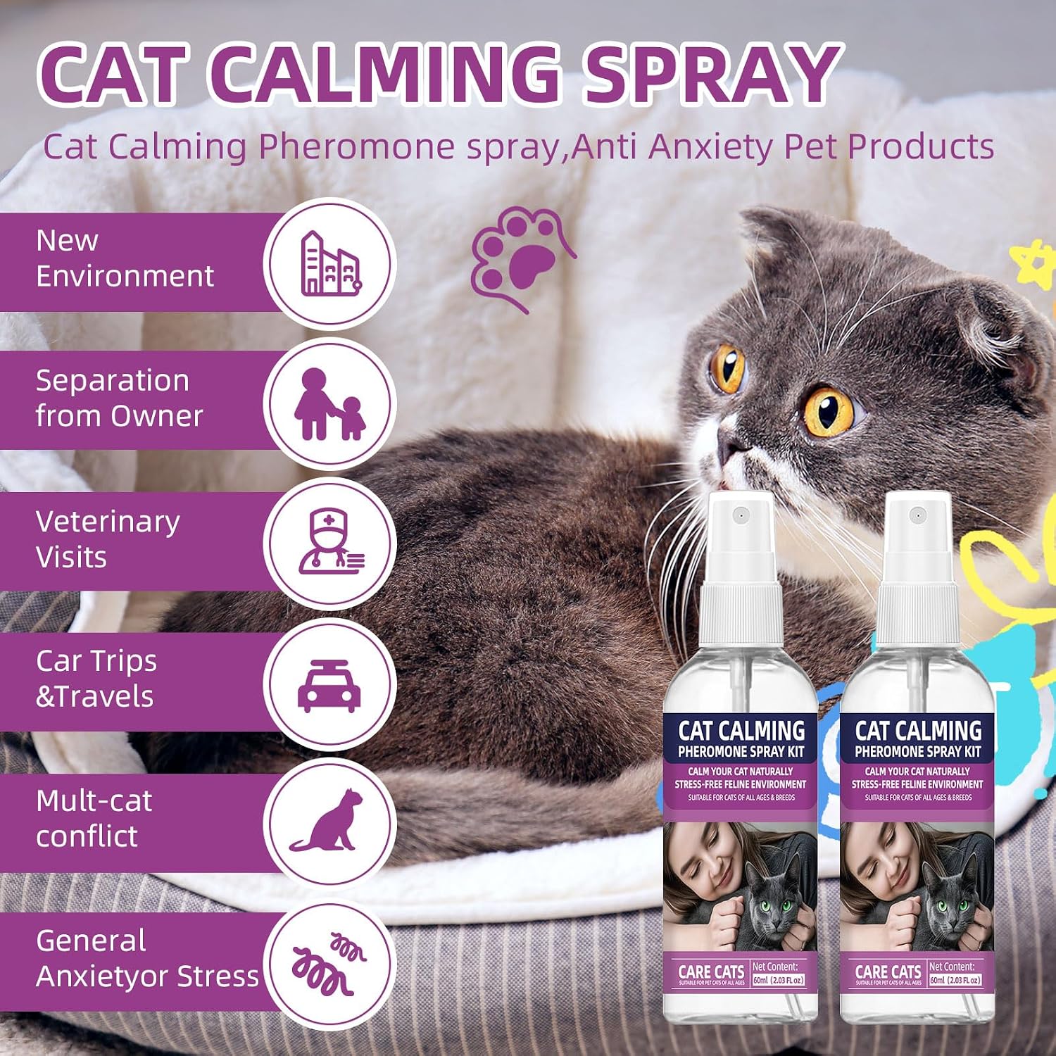 Detalle de RzqgLGn Cat Calming Pheromone Spray: A Practical Guide to Stress Relief for Cats and Kittens