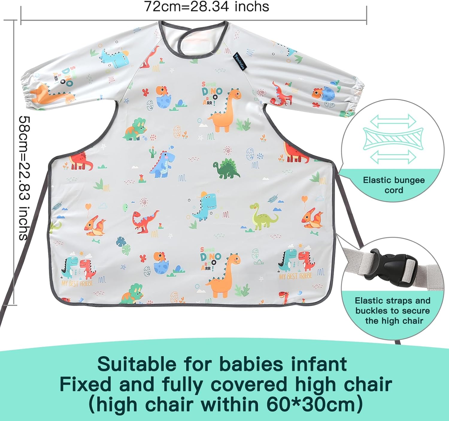 Detalle de PewinGo weaning bib with sleeves