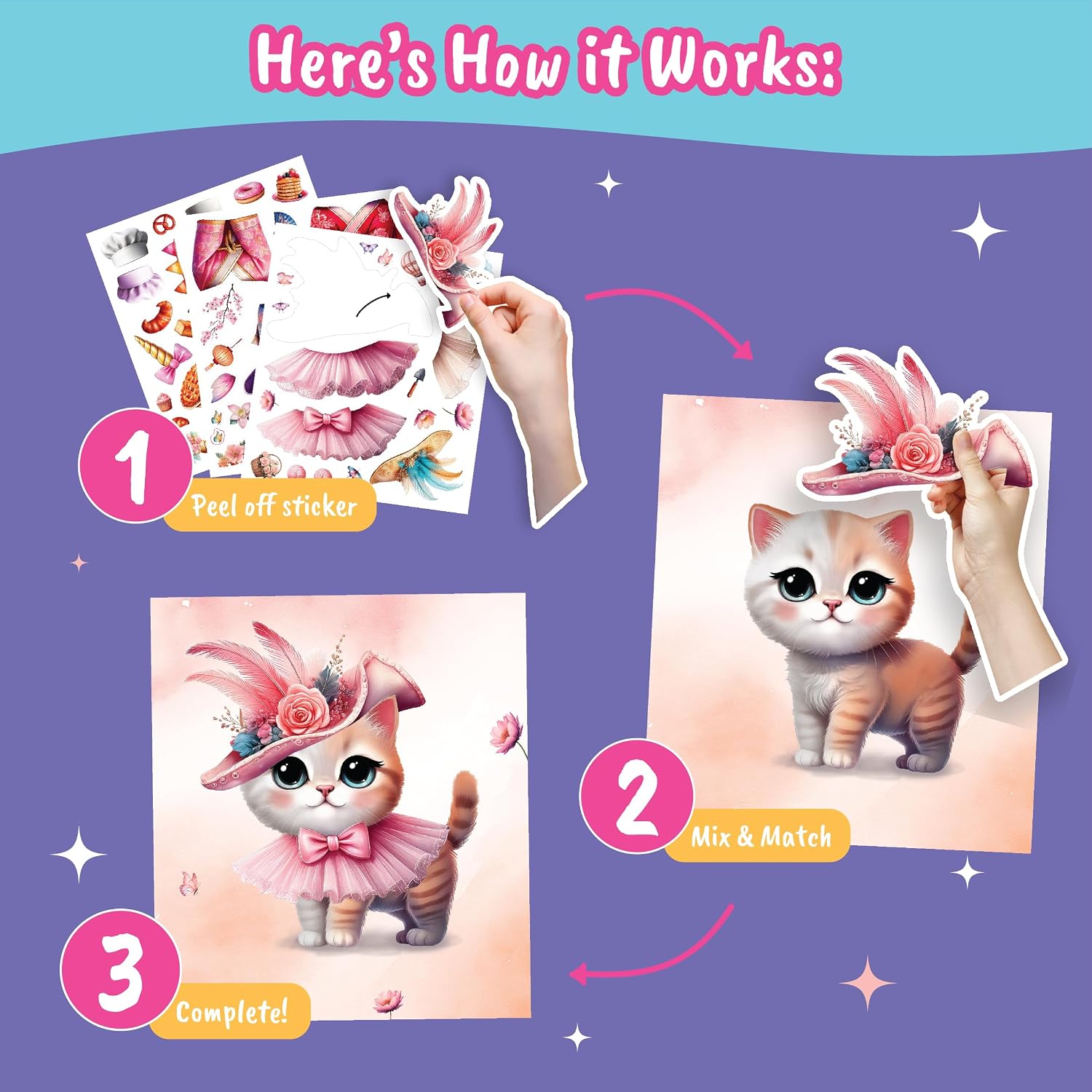 Detalle 2 de BSCOOL Sticker Dress Up Kitten 270+ stickers