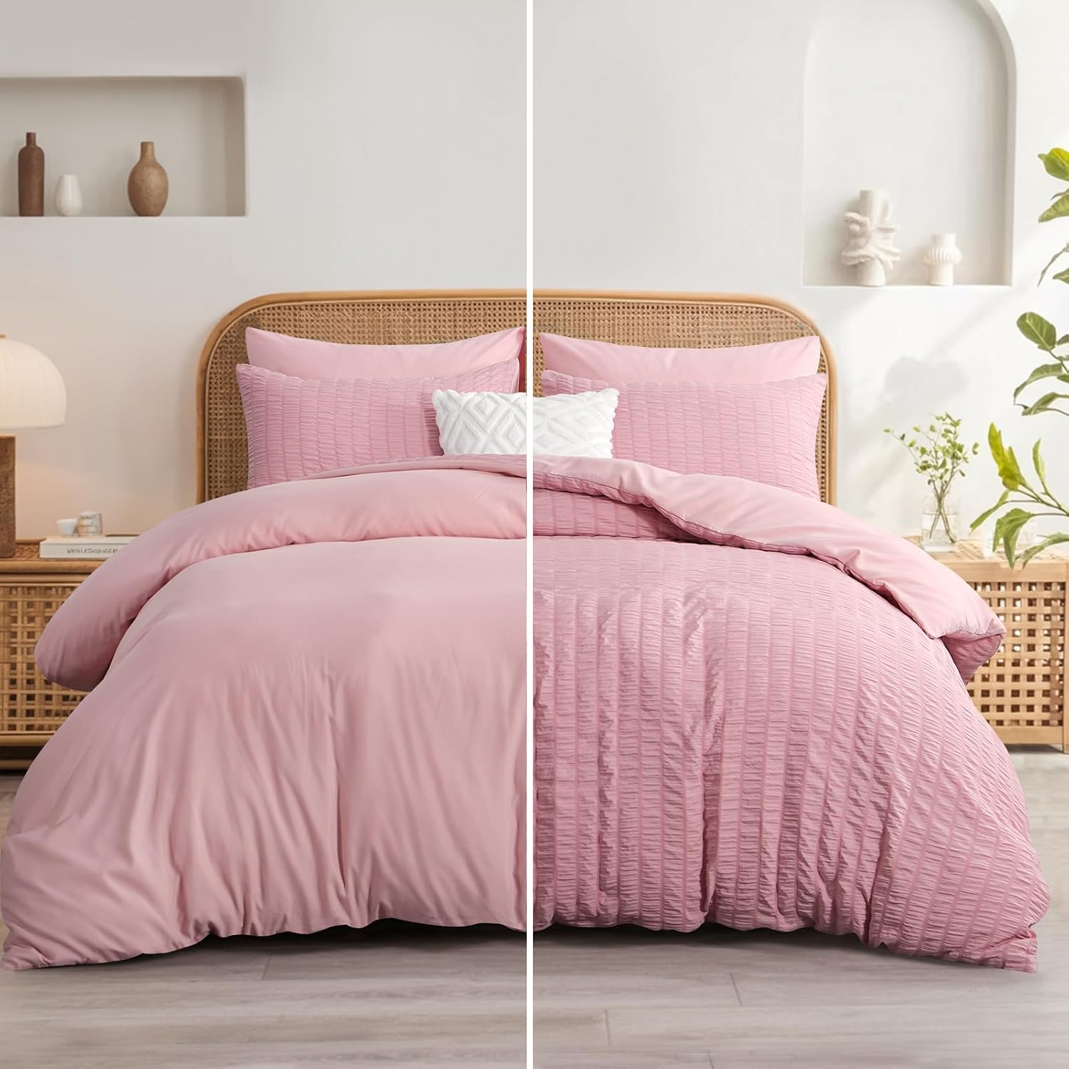 Thumbnail 6 de Aisbo Pink Seersucker Duvet Cover Set 3pc