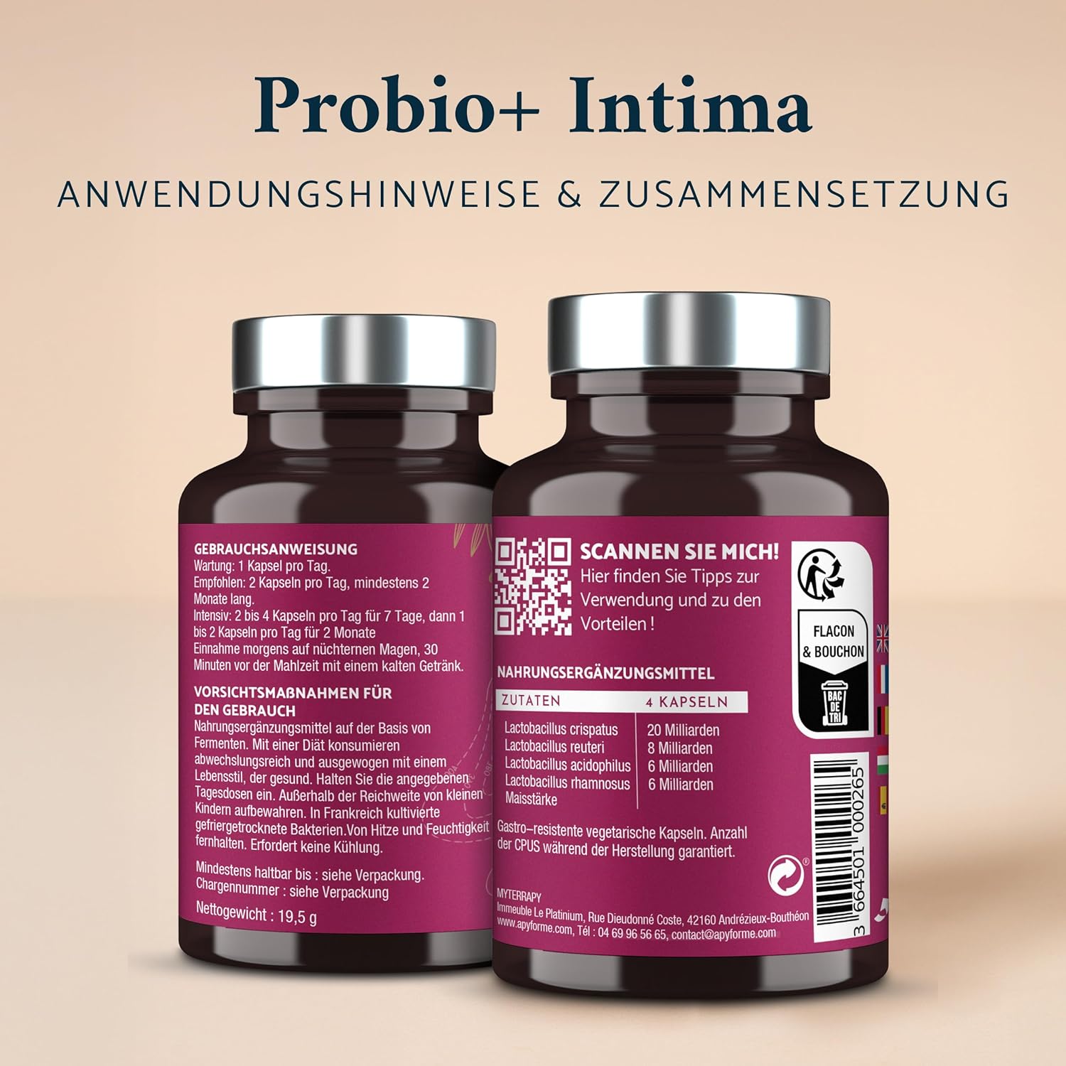 Thumbnail 2 de Apyforme Probio+ Intima: Bakterienstämme für Frauen – 60 Kapseln, bis zu 40 Milliarden KBE/Tag
