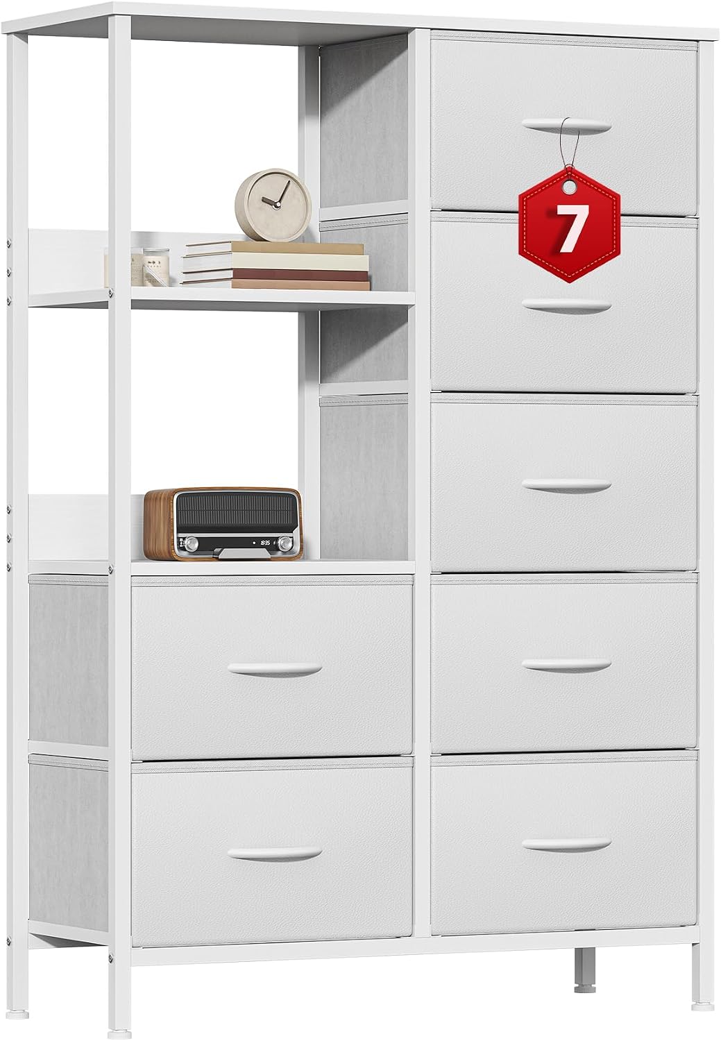 Thumbnail 6 de GoaHi Fabric Chest of Drawers in Deep Grey — 7 Drawers with 3-Shelf Storage