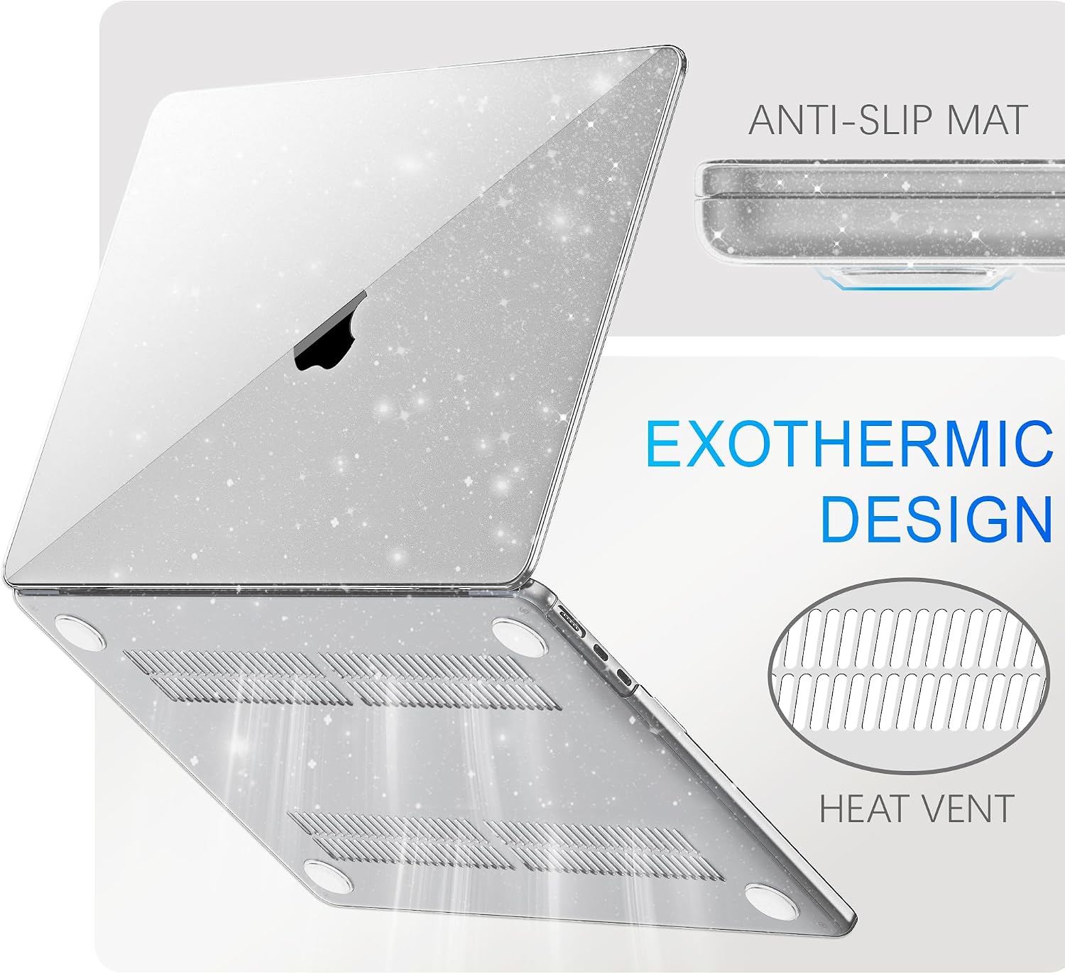 Thumbnail 3 de GPXIIZ Klare Glitter-Hülle für MacBook Air 15 Zoll (2023–2026) – Ultradünn, schlagfest, passgenau