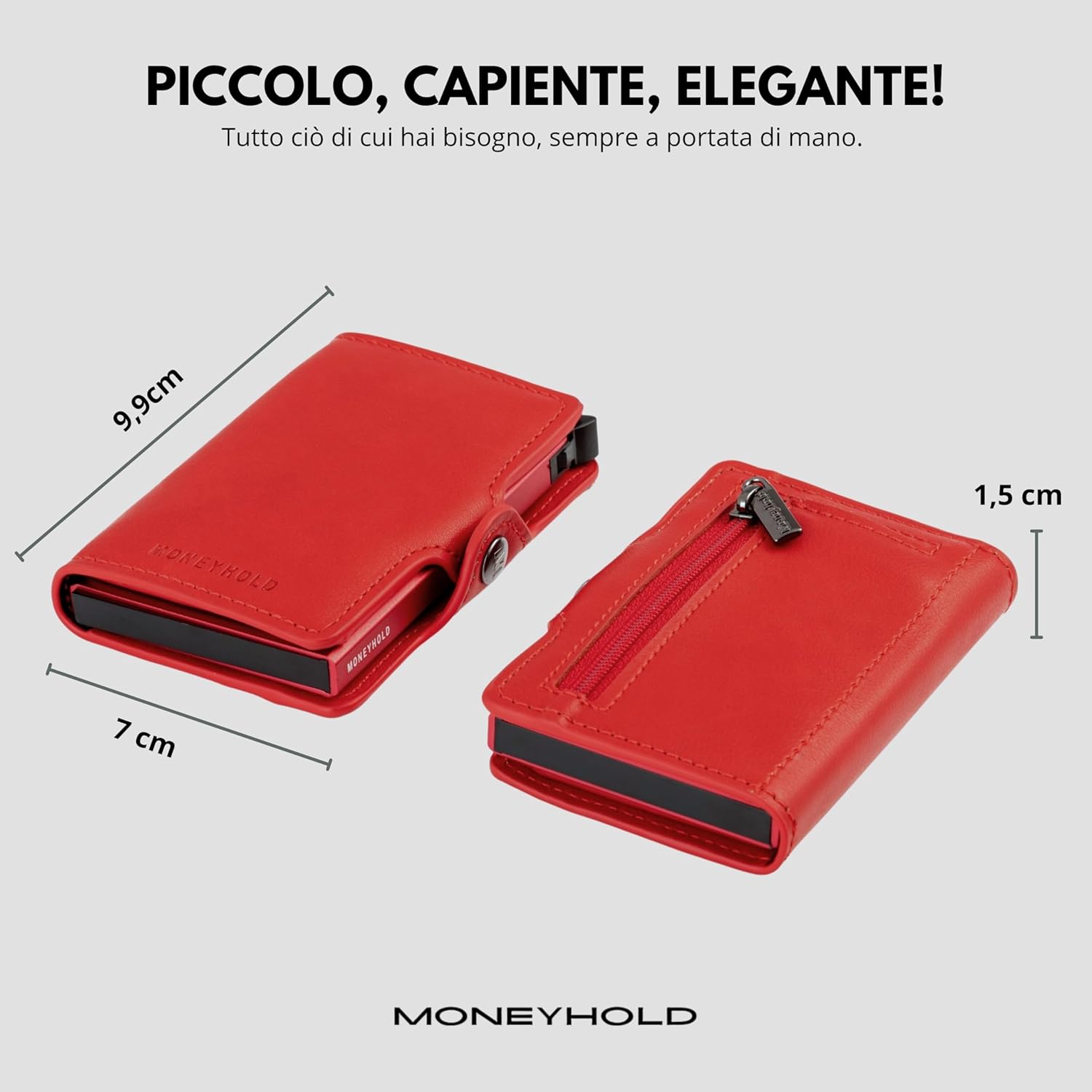 Detalle de Moneyhold Portafoglio Uomo Slim in Similpelle con Protezione RFID Anticlonazione – Portacarte fino a 10 pezzi