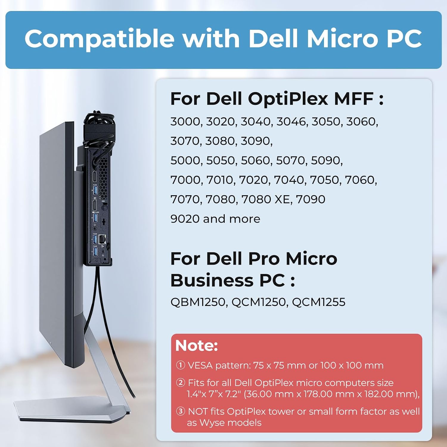 Detalle de Varghesyla Dell OptiPlex MFF・Pro Micro用ミニPCマウント VESA対応・壁面/デスク下設置