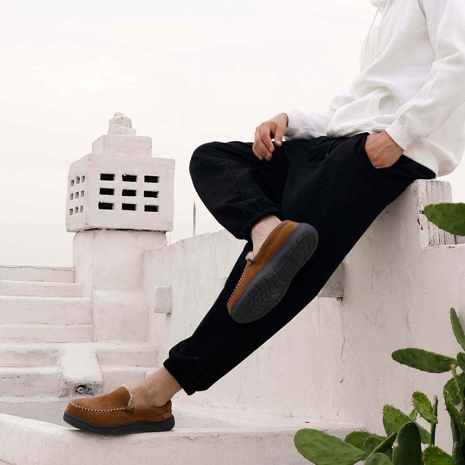 Detalle de Zigzagger Men's Moccasin Slippers memory foam loafers 👞