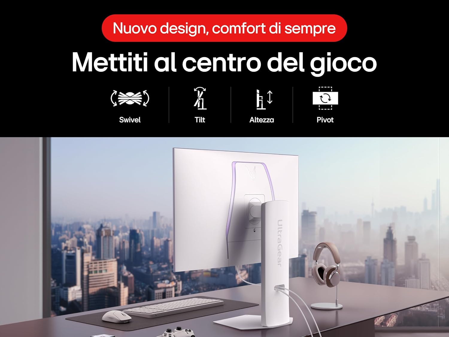 Detalle de LG UltraGear OLED 32GS95UV: monitor da gaming 32" 4K 240 Hz con Dual Mode