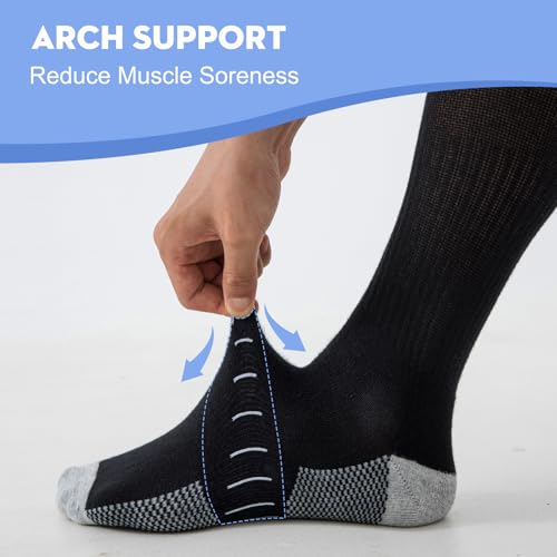 Detalle de Stoeury Men's Cotton Crew Socks, 6 Pairs, Cushioned Soles and Arch Support
